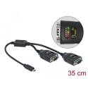Adapter USB Typ-C na 2x szeregowy RS-232 DB9 z ochroną ESD 15kV Delock 90494