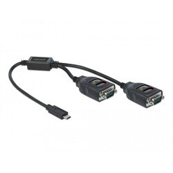 Adapter USB Typ-C na 2x szeregowy RS-232 DB9 z ochroną ESD 15kV Delock 90494
