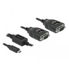Adapter USB Typ-C na 2x szeregowy RS-232 DB9 z ochroną ESD 15kV Delock 90494
