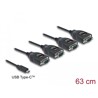 Adapter USB Typ-C na 4x szeregowy RS-232 DB9 z ochroną ESD 15kV Delock 90495