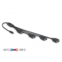 Adapter USB Typ-C na 4x szeregowy RS-232 DB9 z ochroną ESD 15kV Delock 90495