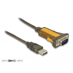 Adapter USB 2.0 Typ-A męski na RS-232 DB9 z rozszerzonym zakresem temperatur Delock 65840