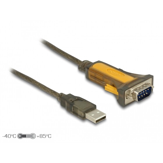 Adapter USB 2.0 Typ-A męski na RS-232 DB9 z rozszerzonym zakresem temperatur Delock 65840