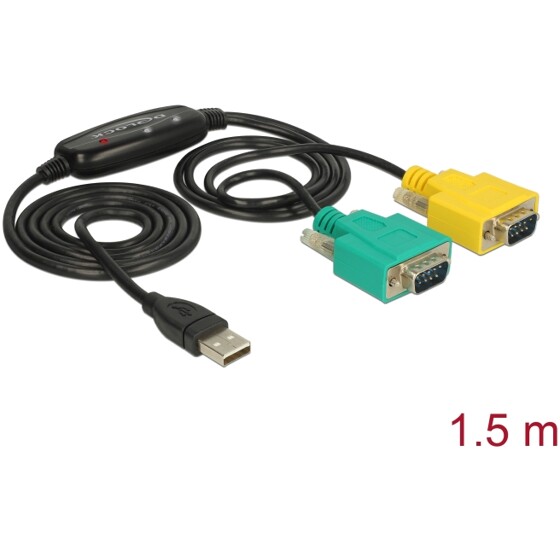 Adapter USB 2.0 Typ-A na 2x szeregowe DB9 RS-232 Delock 63466