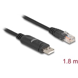 Przejściówka USB 2.0 Typ-A męska na RS-232 RJ45 męski 1,8m czarna Delock 64304