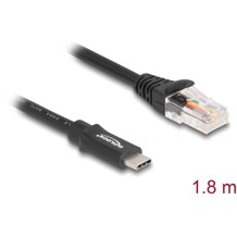 Przejściówka USB 2.0 Typ-C męska na RS-232 RJ45 męski 1,8m czarna Delock 64305