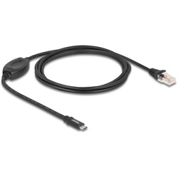 Przejściówka USB 2.0 Typ-C męska na RS-232 RJ45 męski 1,8m czarna Delock 64305