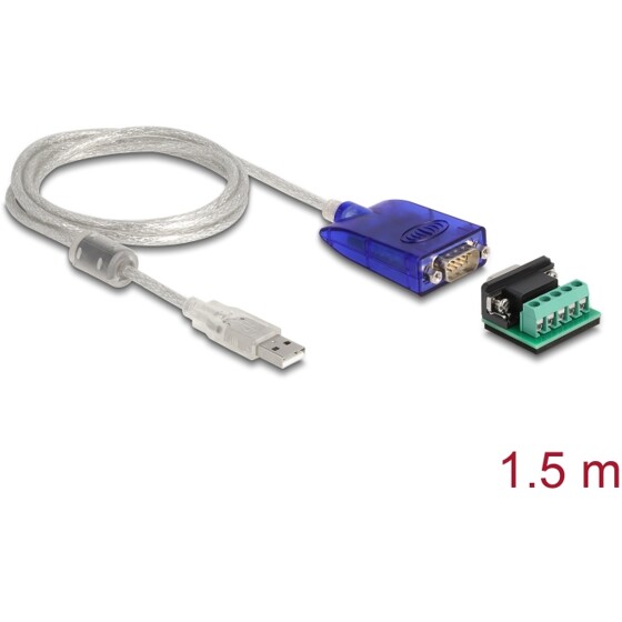 Adapter USB Typ-A na szeregowy RS-422/485 DB9 z zabezpieczeniem przepięć Delock 64055
