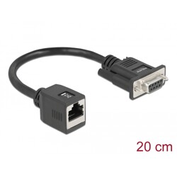 Adapter szeregowy przedłużający kabel z DB9 żeńskiego na RJ45 żeński Delock 64122
