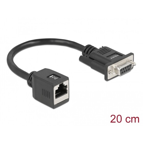 Adapter szeregowy przedłużający kabel z DB9 żeńskiego na RJ45 żeński Delock 64122