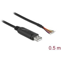Kabel adapter USB 2.0 Typ-A na RS-232 openwire do lutowania 0,5m Delock 90415