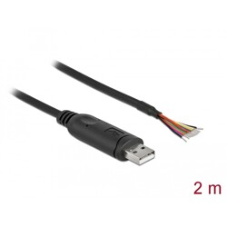 Kabel adapter USB 2.0 Typ-A na RS-232 openwire do lutowania 2m Delock 90416