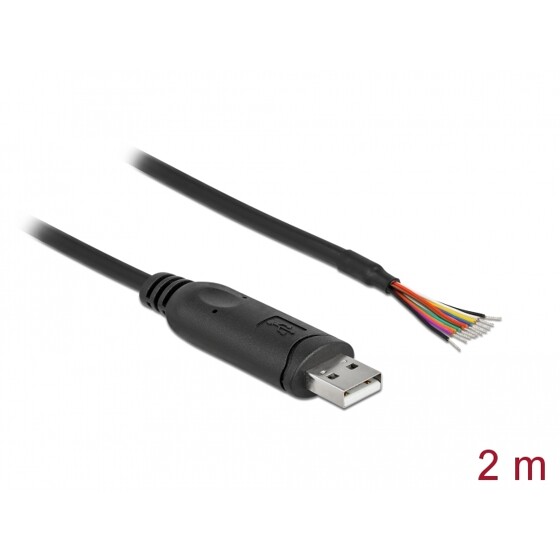 Kabel adapter USB 2.0 Typ-A na RS-232 openwire do lutowania 2m Delock 90416
