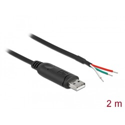 Kabel adapter USB 2.0 Typ-A na RS-232 openwire do lutowania 2m Delock 90428