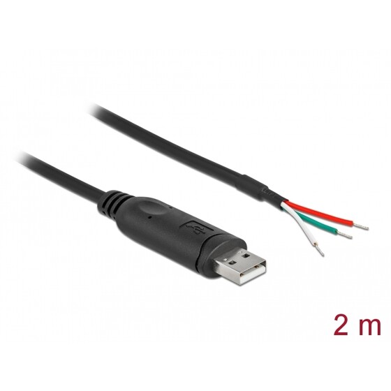 Kabel adapter USB 2.0 Typ-A na RS-232 openwire do lutowania 2m Delock 90428