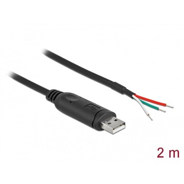 Kabel adapter USB 2.0 Typ-A na RS-232 openwire do lutowania 2m Delock 90428