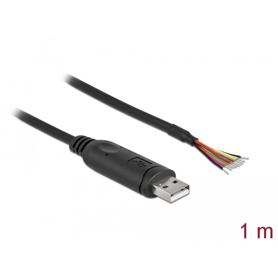 Kabel adapter USB 2.0 Typ-A na RS-232 openwire do lutowania 1m Delock 90524