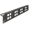 Panel krosowy 19&quot; 2U z 4 płytkami D-type 86×86 mm i 4 portami czarny Delock 88195