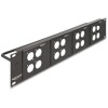 Panel krosowy 19&quot; 2U z 4 płytkami D-type 86×86 mm i 4 portami czarny Delock 88195