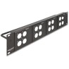 Panel krosowy 19" 2U z 4 płytkami D-type 86×86 mm i 4 portami czarny Delock 88195