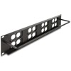 Panel krosowy 19&quot; 2U z 4 płytkami D-type 86×86 mm i 4 portami czarny Delock 88195