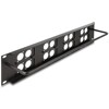 Panel krosowy 19&quot; 2U z 4 płytkami D-type 86×86 mm i 4 portami czarny Delock 88195