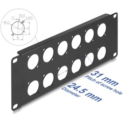 Panel krosowy 10" D-type 12-portowy 2U czarny Delock 88054