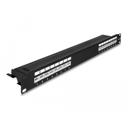Panel krosowy 19" 1U 16-portowy Cat.6A czarny Delock 66876