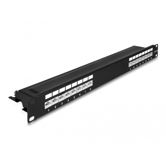 Panel krosowy 19" 1U 16-portowy Cat.6A czarny Delock 66876