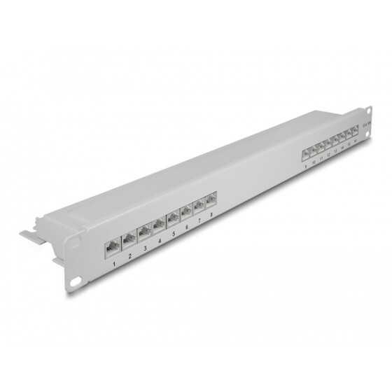 Panel krosowy 19" 1U 16-portowy Cat.6A szary Delock 66877