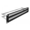 Panel krosowy Keystone 19&quot; 2U 48-portowy z listwą przeciwnaprężeniową czarny Delock 66878