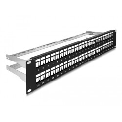 Panel krosowy Keystone 19" 2U 48-portowy z listwą przeciwnaprężeniową czarny Delock 66878