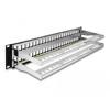 Panel krosowy Keystone 19&quot; 2U 48-portowy z listwą przeciwnaprężeniową czarny Delock 66878