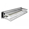 Panel krosowy Keystone 19&quot; 2U 48-portowy z listwą przeciwnaprężeniową czarny Delock 66878