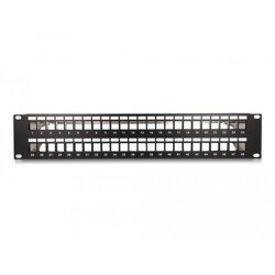 Panel krosowy Keystone 19" 2U 48-portowy z listwą przeciwnaprężeniową czarny Delock 66878