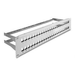 Panel krosowy Keystone 19" 2U 48-portowy z listwą przeciwnaprężeniową szary Delock 66879