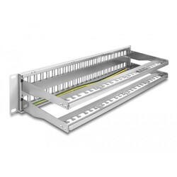 Panel krosowy Keystone 19" 2U 48-portowy z listwą przeciwnaprężeniową szary Delock 66879
