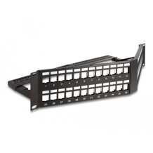 Panel krosowy Keystone 19" 2U 48-portowy z listwą przeciwnaprężeniową odgięty czarny Delock 66977