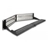Panel krosowy Keystone 19&quot; 2U 48-portowy z listwą przeciwnaprężeniową odgięty czarny Delock 66977