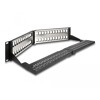 Panel krosowy Keystone 19&quot; 2U 48-portowy z listwą przeciwnaprężeniową odgięty czarny Delock 66977