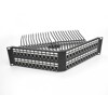 Panel krosowy Keystone 19&quot; 2U 48-portowy z listwą przeciwnaprężeniową odgięty czarny Delock 66977