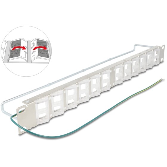 Panel krosowy Keystone 19" 24-portowy odchylany z odciążeniem Delock 67066