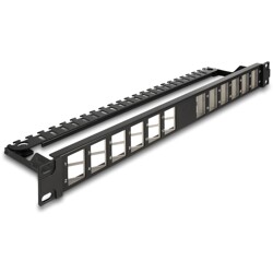 Panel krosowy Keystone 19" 24-portowy kątowy z odciążeniem czarny Delock 67042