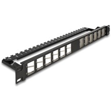 Panel krosowy Keystone 19" 24-portowy kątowy z odciążeniem czarny Delock 67042
