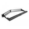 Panel krosowy Keystone 19&quot; 1U 24-portowy z listwą przeciwnaprężeniową odgięty czarny Delock 66976