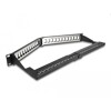 Panel krosowy Keystone 19&quot; 1U 24-portowy z listwą przeciwnaprężeniową odgięty czarny Delock 66976