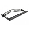 Panel krosowy Keystone 19" 1U 24-portowy z listwą przeciwnaprężeniową odgięty czarny Delock 66976