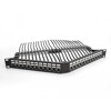 Panel krosowy Keystone 19&quot; 1U 24-portowy z listwą przeciwnaprężeniową odgięty czarny Delock 66976