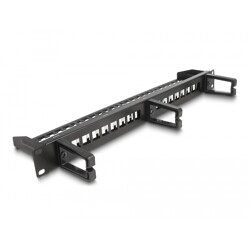 Panel krosowy Keystone 19" 1U 16-portowy z 3 haczykami i odciążeniem czarny Delock 66237