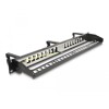 Panel krosowy Keystone 19&quot; 1U 16-portowy z 3 haczykami i odciążeniem czarny Delock 66237
